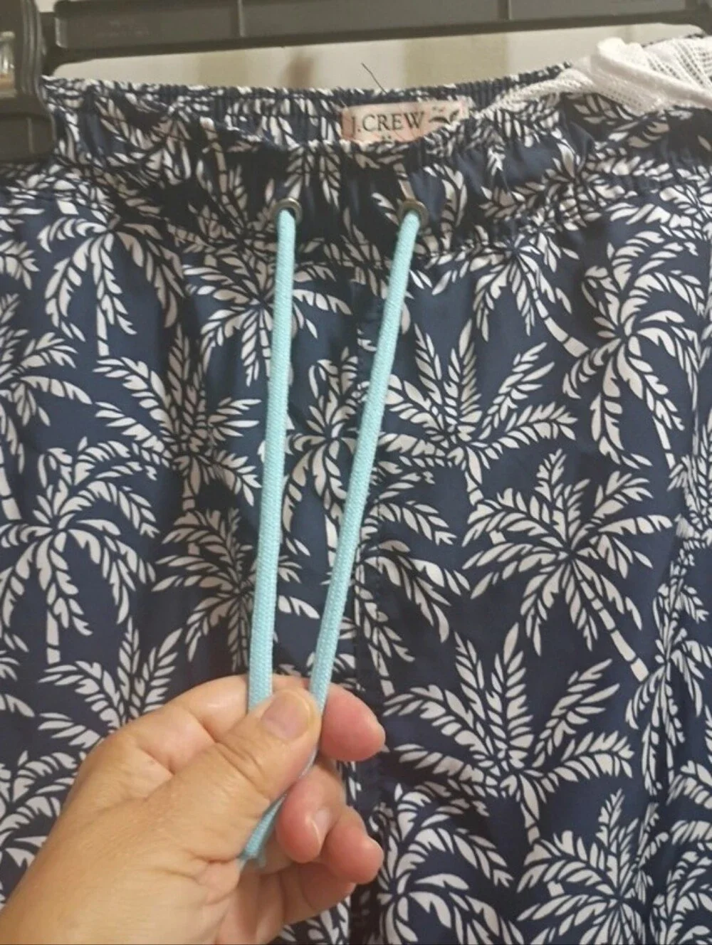 J. CREW FLEX SWIMWEAR Men's Palm Tree Blue/White Size Large